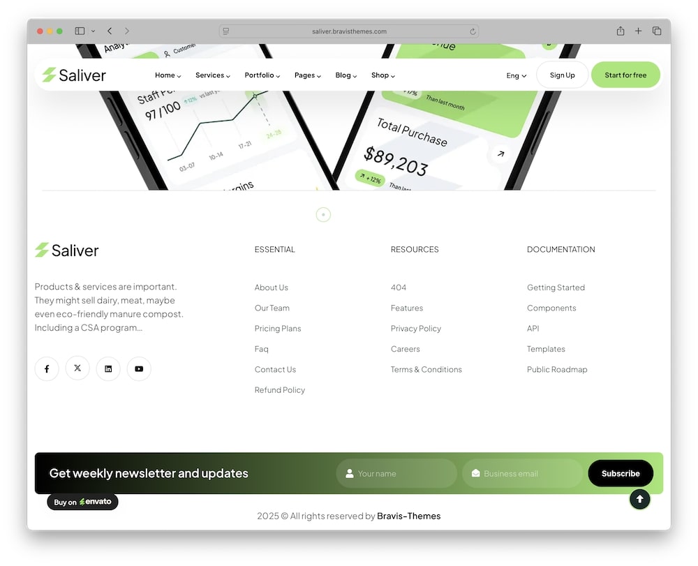 saliver wordpress theme header footer mega menu builder