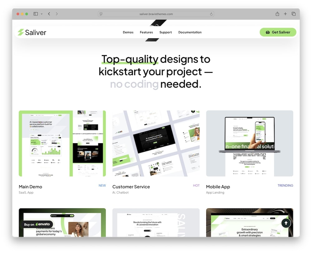 saliver wordpress theme predefined demos