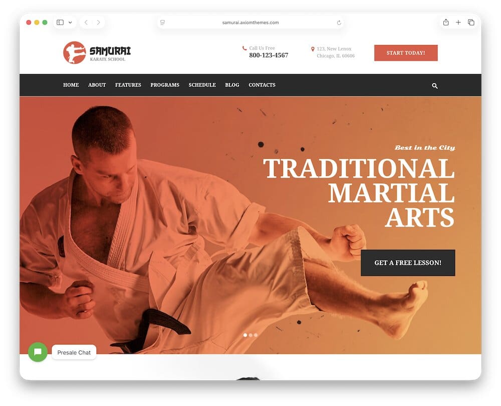 samurai karate wordpress theme