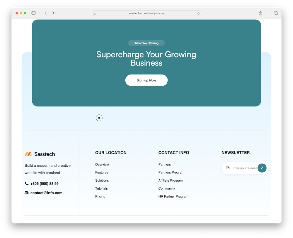 sasstech wordpress theme multiple header and footer styles