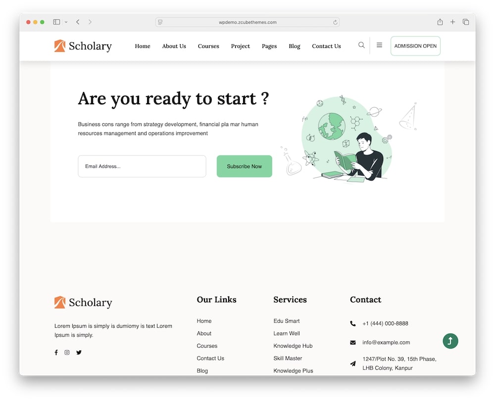 scholary wordpress theme elementor integration