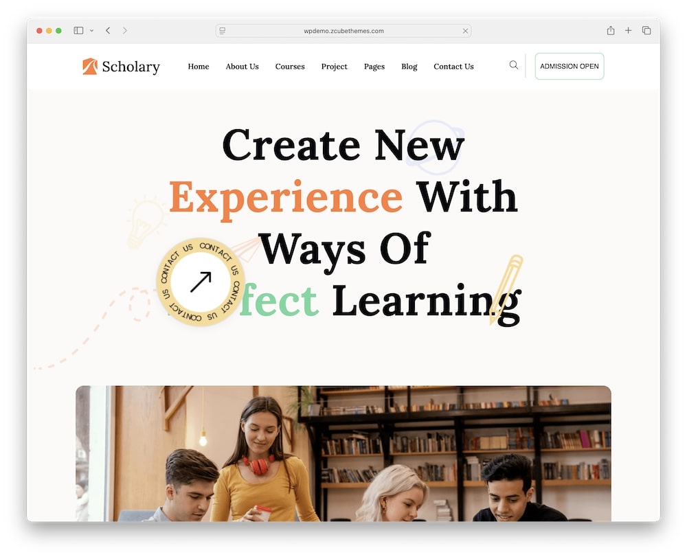 scholary wordpress theme one click demo import