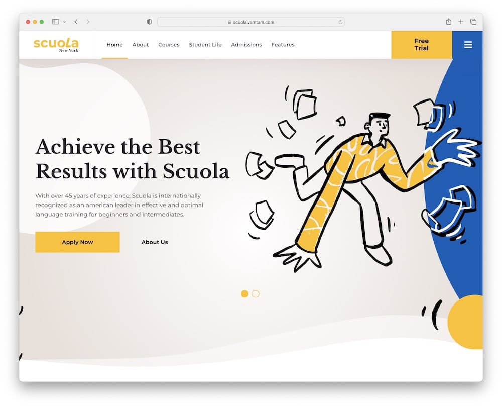 scuola language school courses wordpress theme