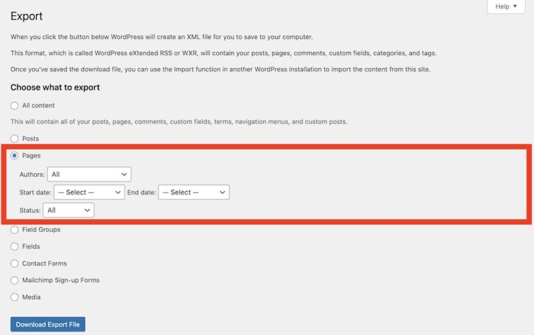 How To Export WordPress Pages? - ULTIDA