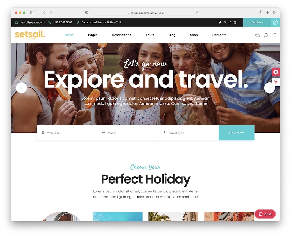 setsail travel agency wordpress theme