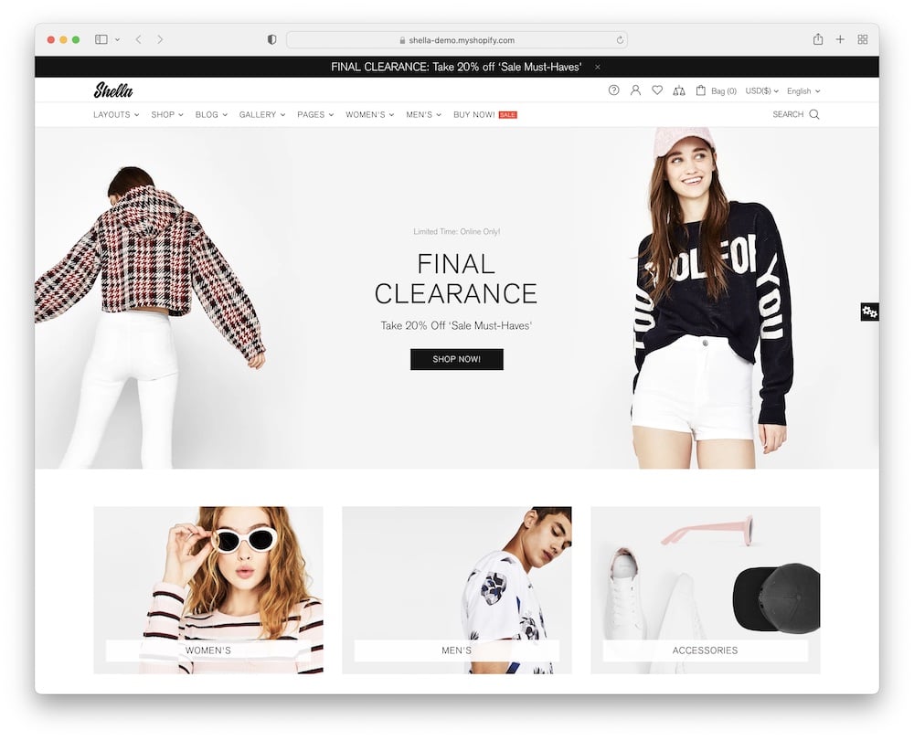 shella shopify fashion theme