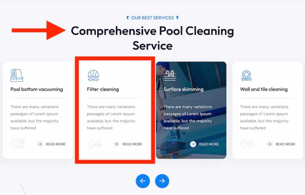 show your core pool services clearly