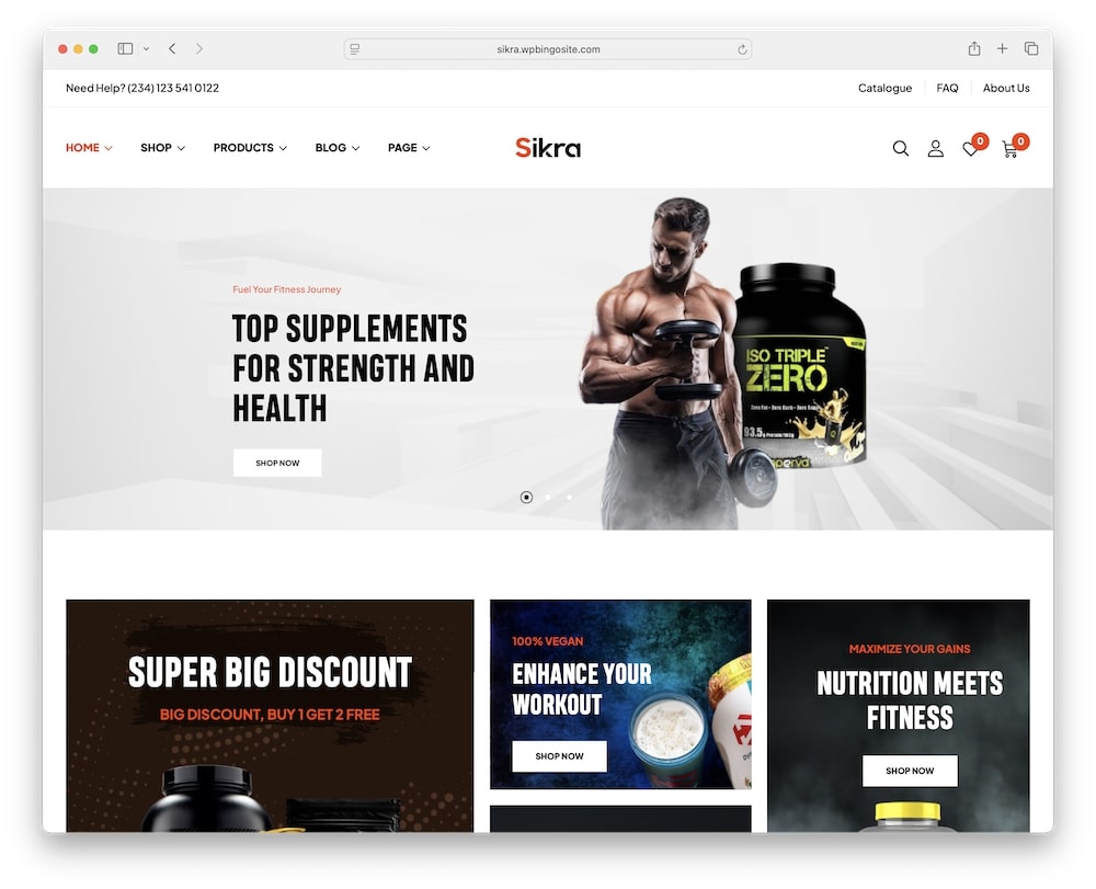 sikra wordpress theme for supplement and nutrition stores