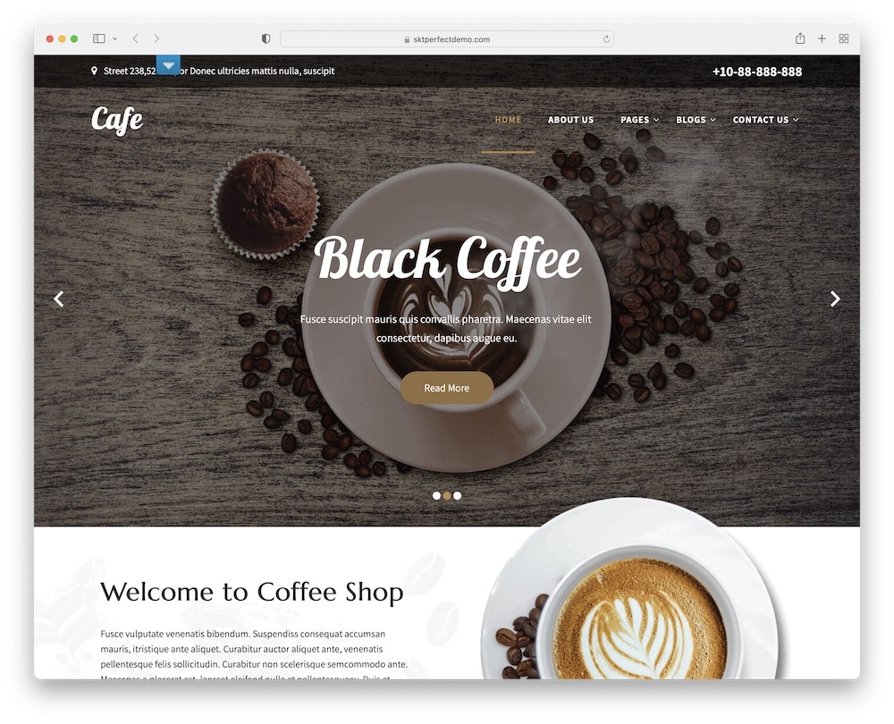 skt cafe free wordpress bakery theme