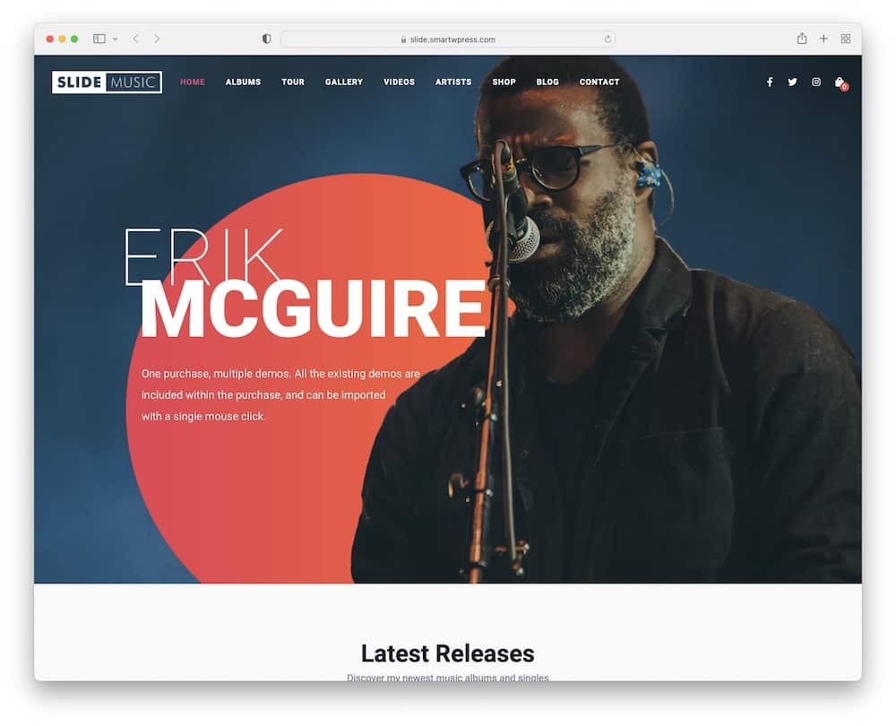 slide wordpress music producer theme