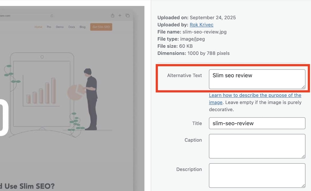 slim seo automatic image alt text
