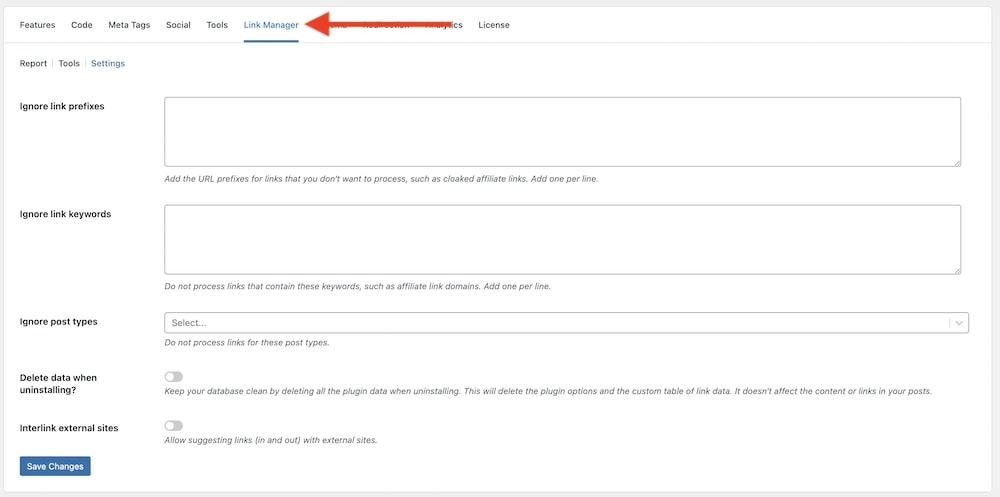 slim seo link management and google search console integration