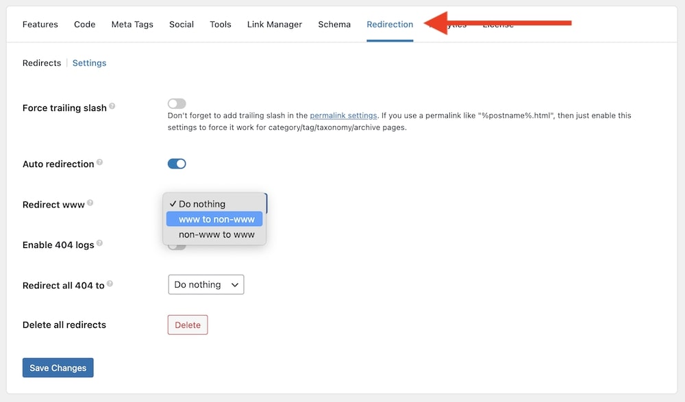 slim seo redirection and 404 monitoring