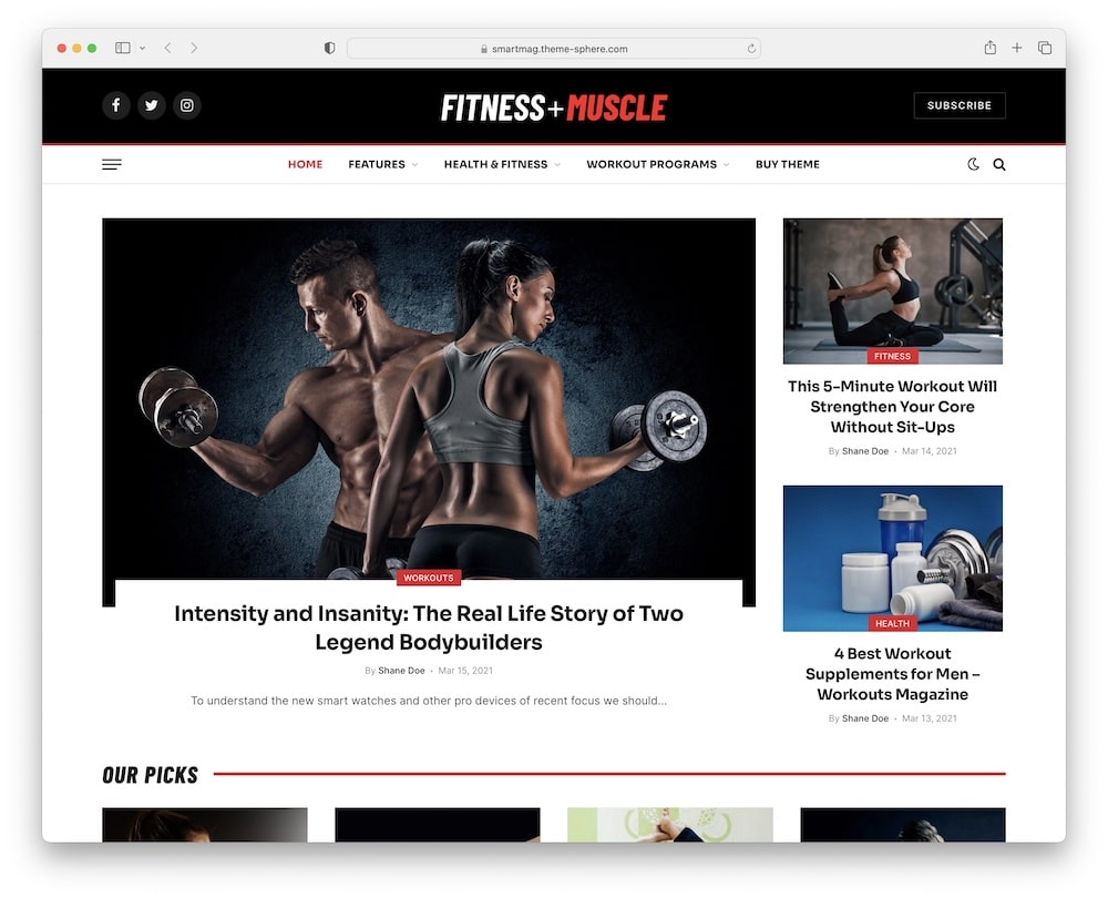 smartmag fitness magazine wordpress theme