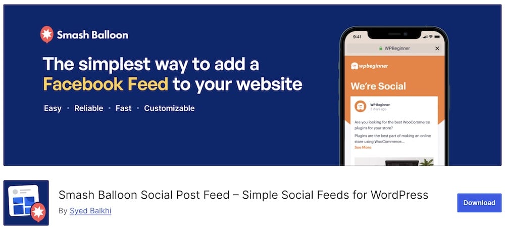 smash balloon social post feed free wp plugin