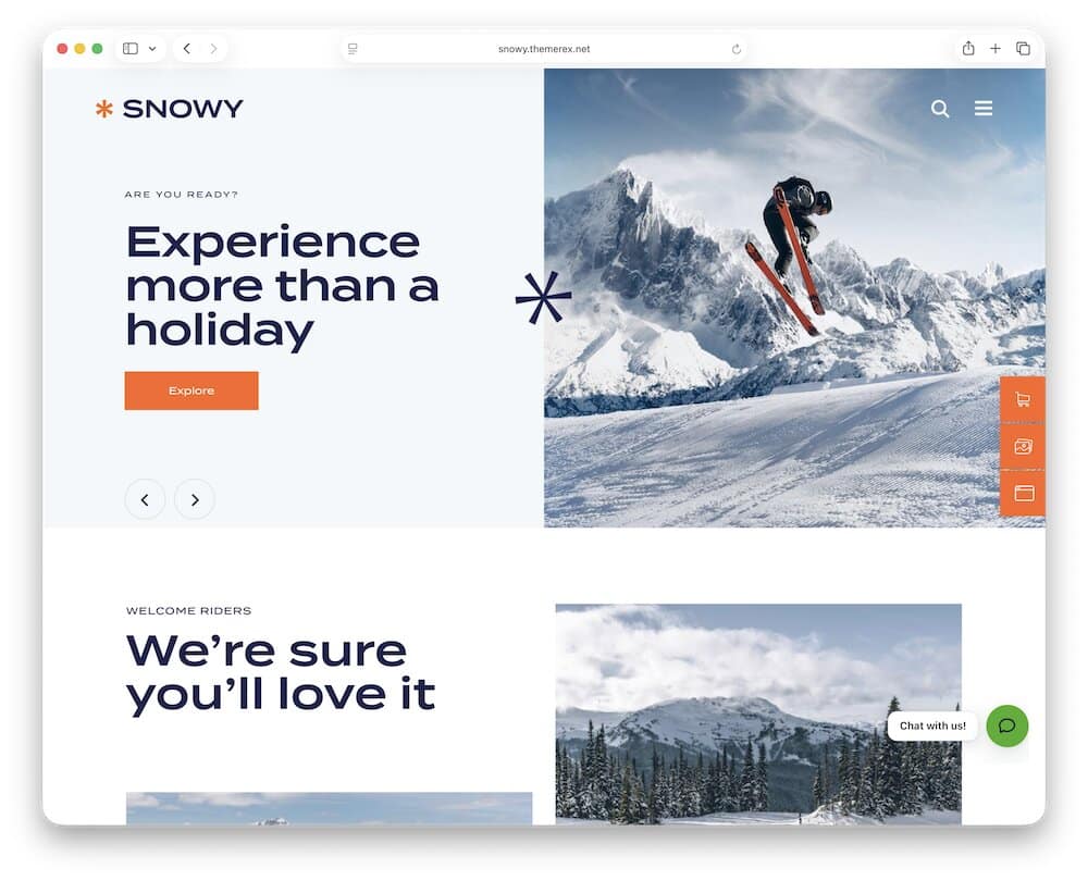 snowy ski snowboard wordpress theme