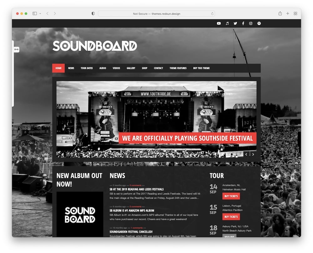 soundboard wordpress bands and artists theme