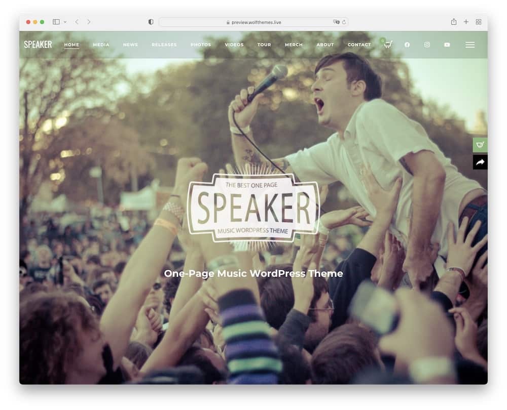 speaker wordpress one page music theme