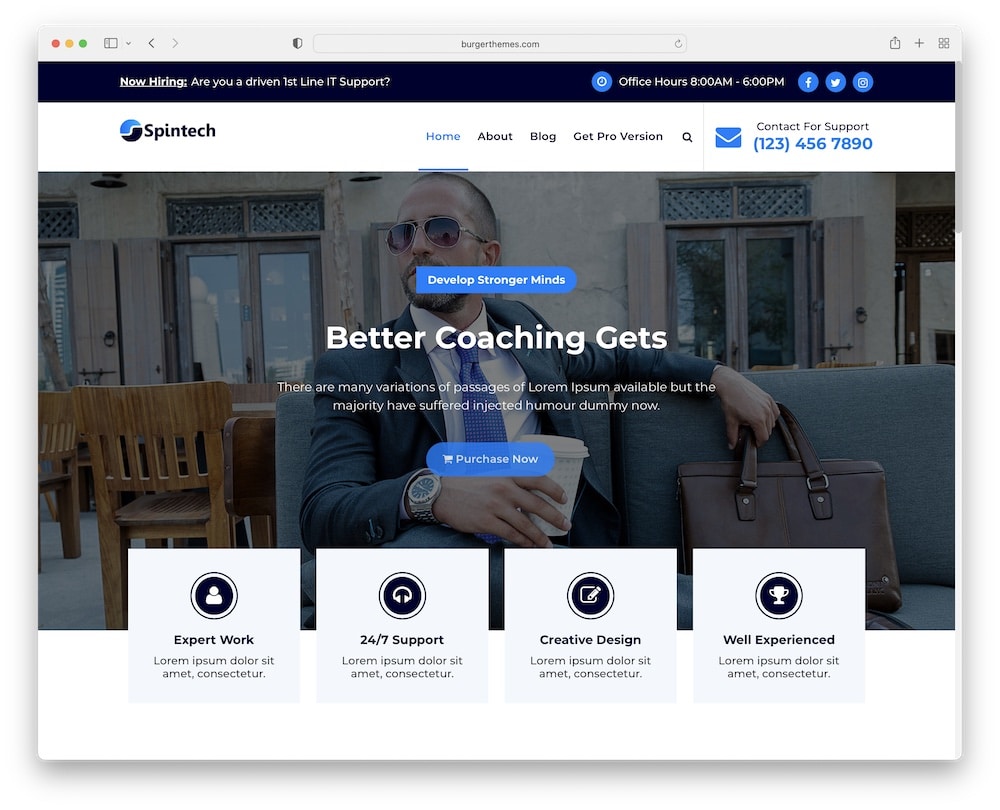 spintech free wordpress consulting theme