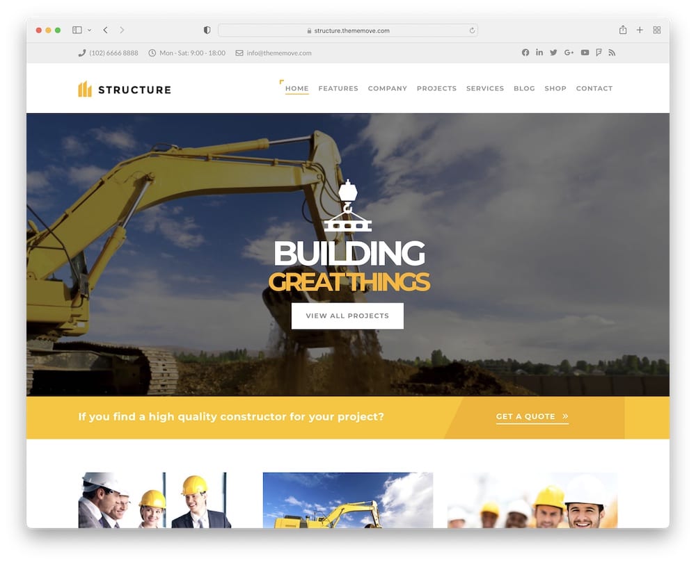 structure construction industrial wordpress theme