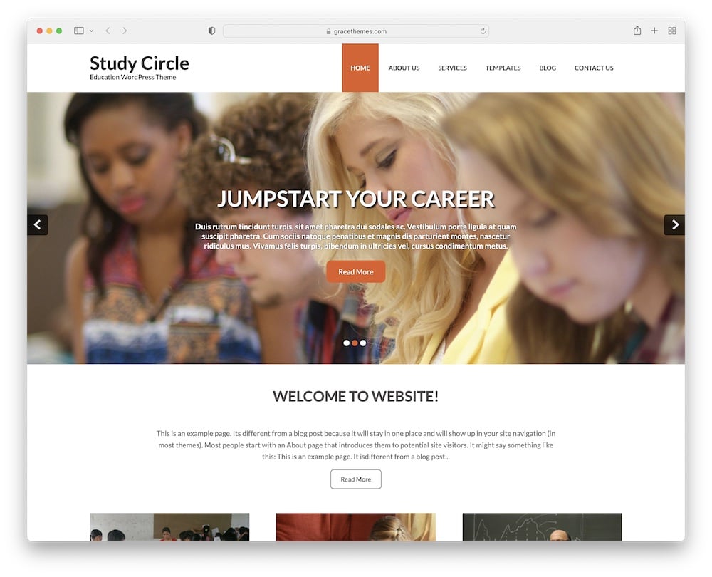 study circle free wordpress education caching theme