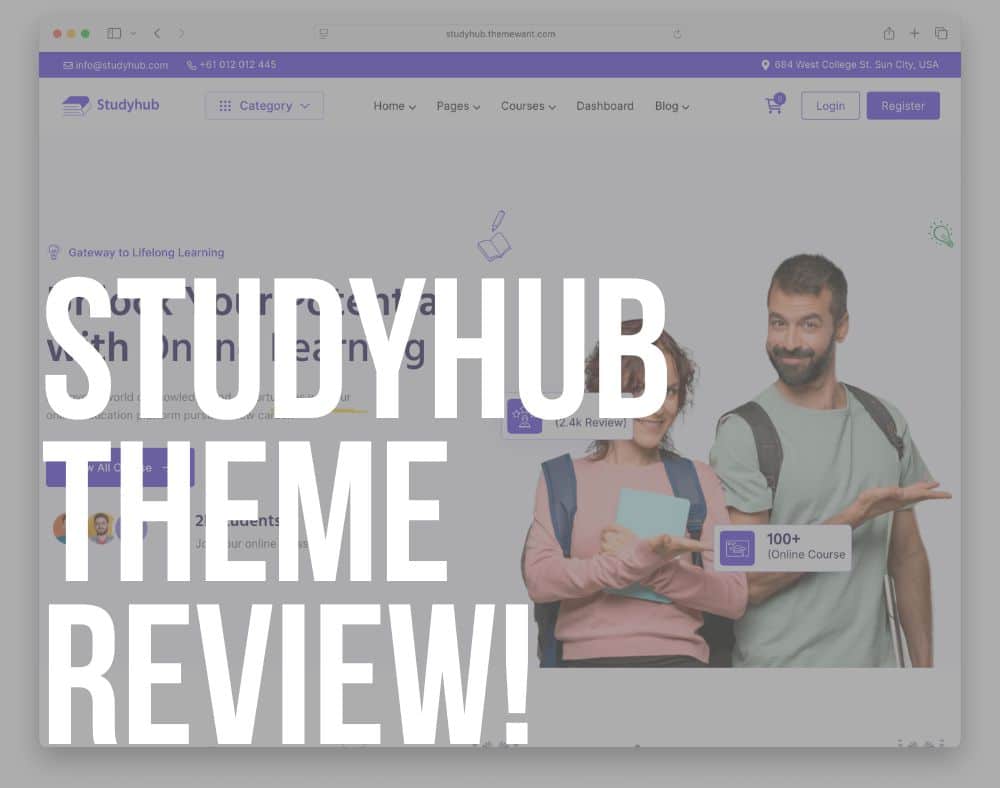studyhub wordpress theme review