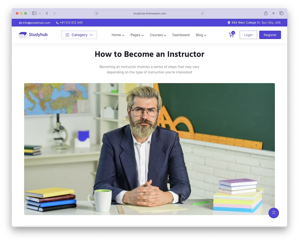 studyhub wordpress theme student and instructor dashboards