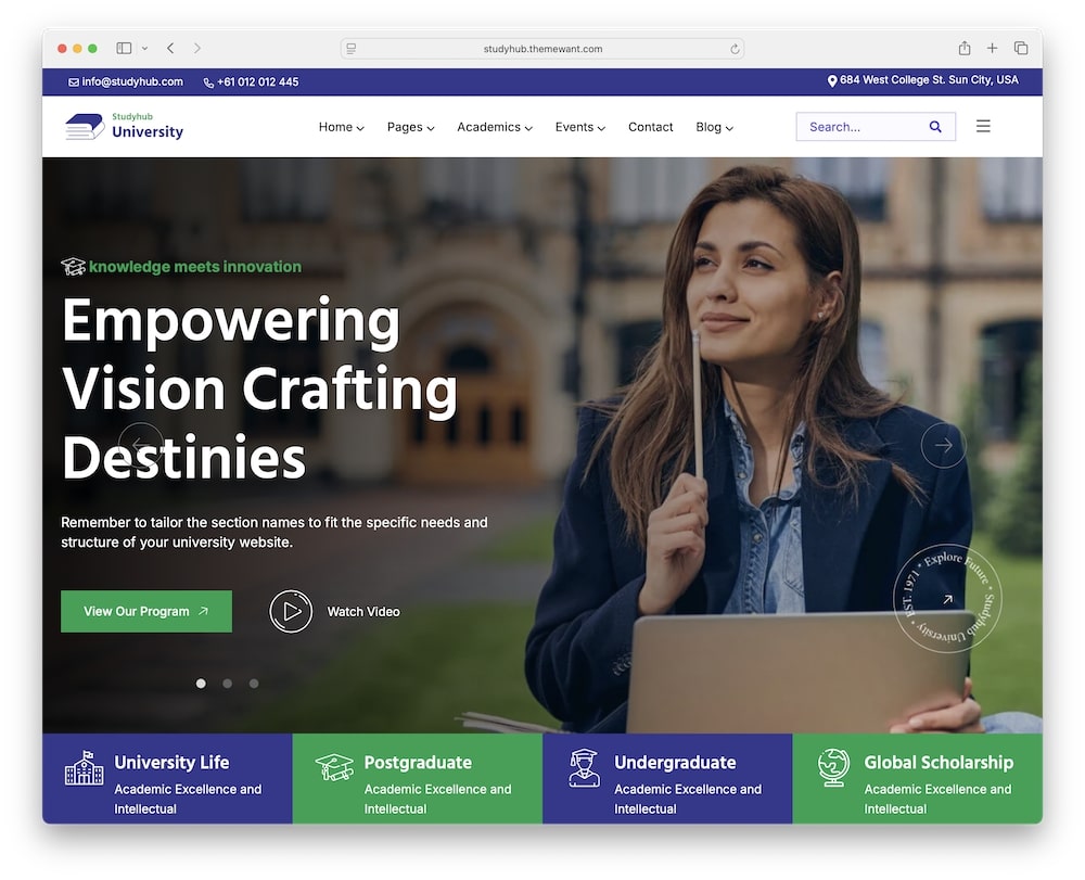 studyhub wordpress theme test