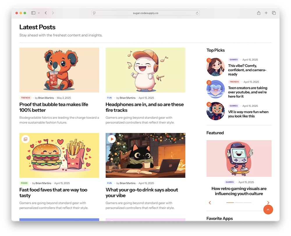 sugar wordpress theme clean design