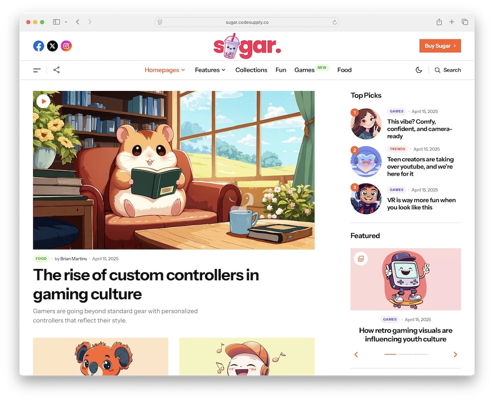 sugar wordpress theme personal blog