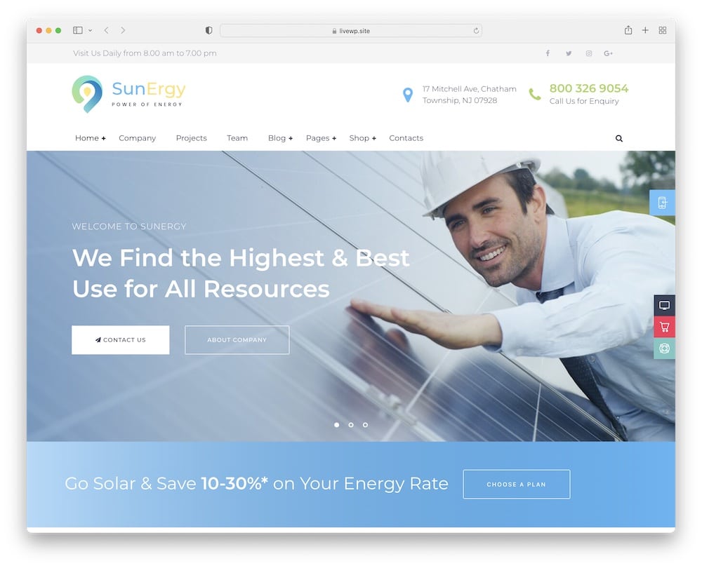 sunergy wordpress solar energy wind theme