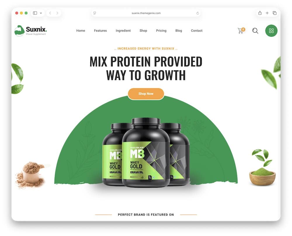 suxnix supplements wordpress theme
