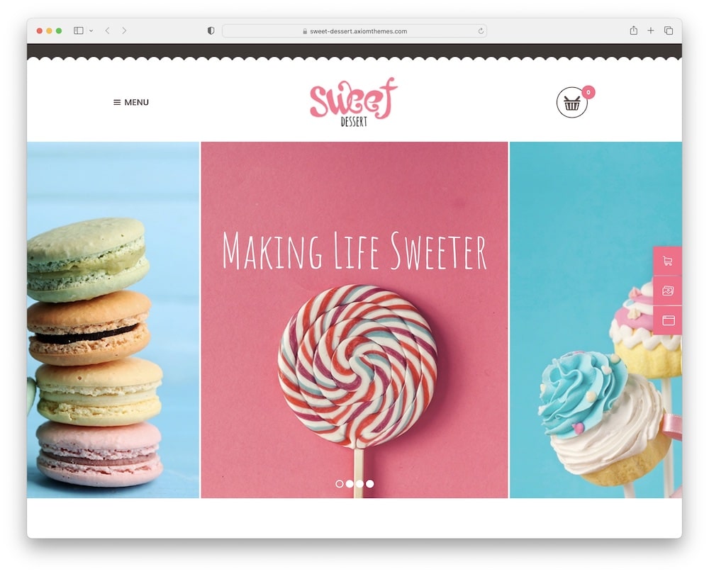 sweet dessert candy store wordpress theme