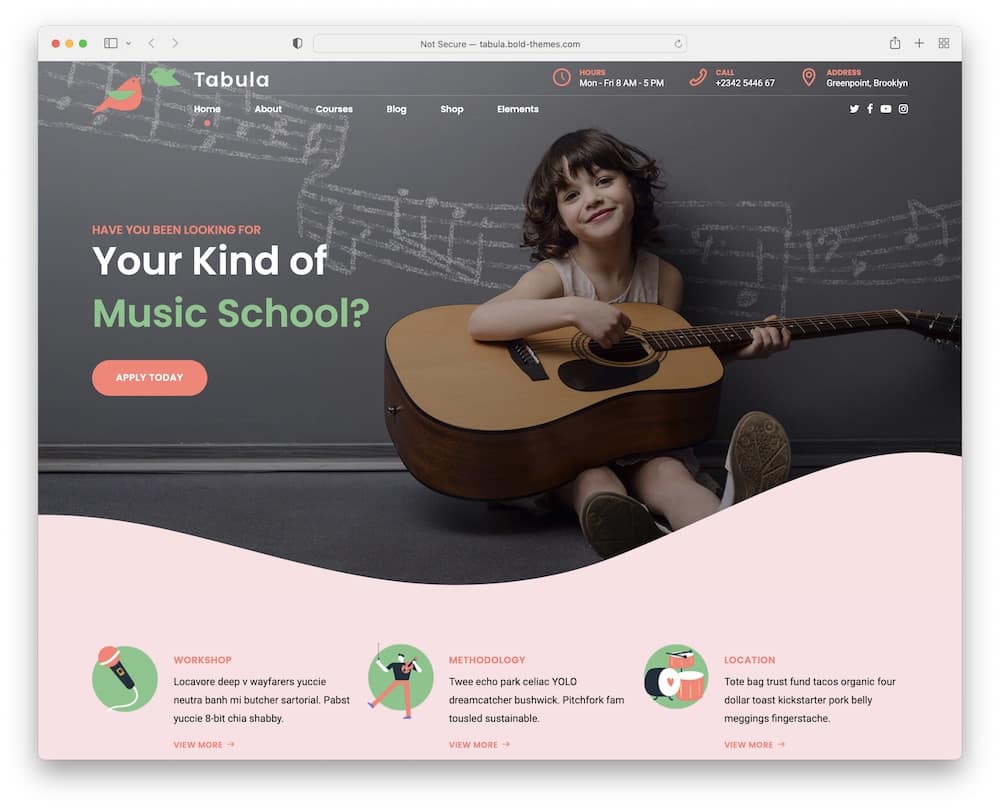 tabula wordpress music school theme