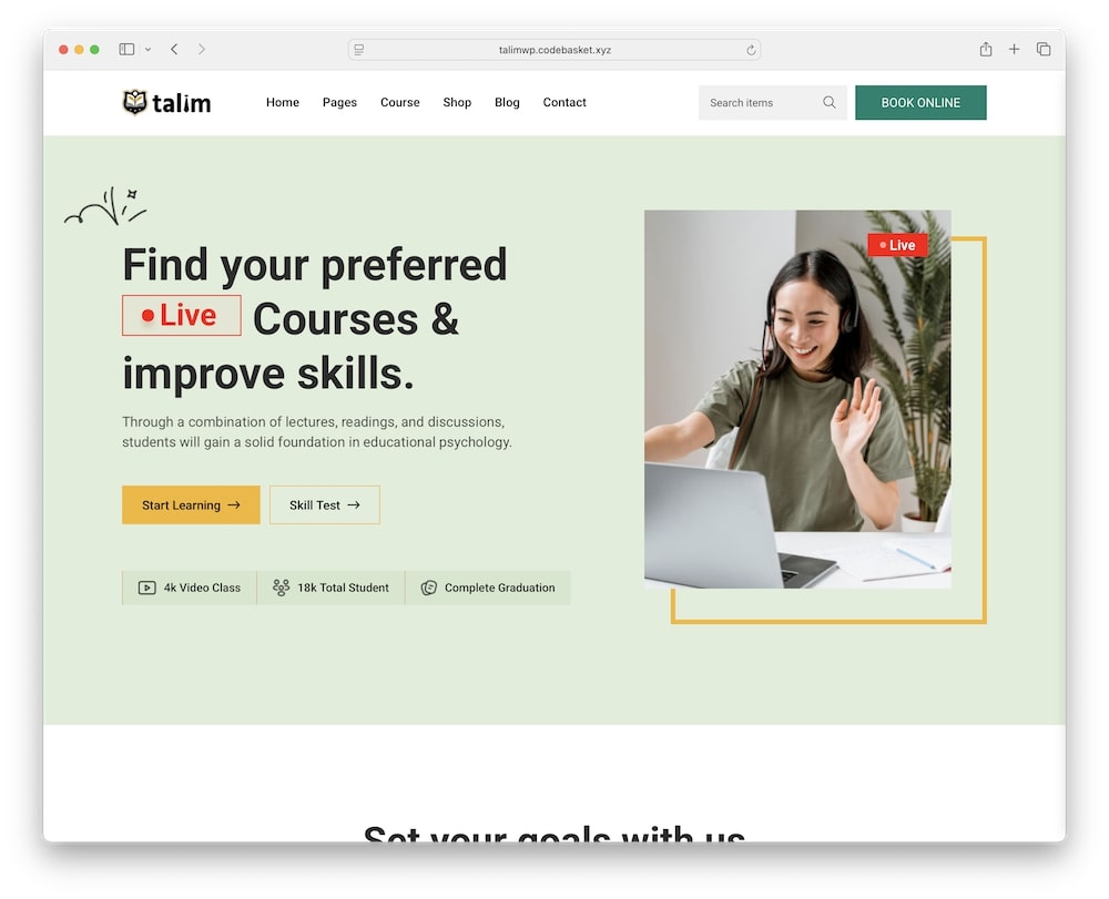 talim wordpress theme clean professional design