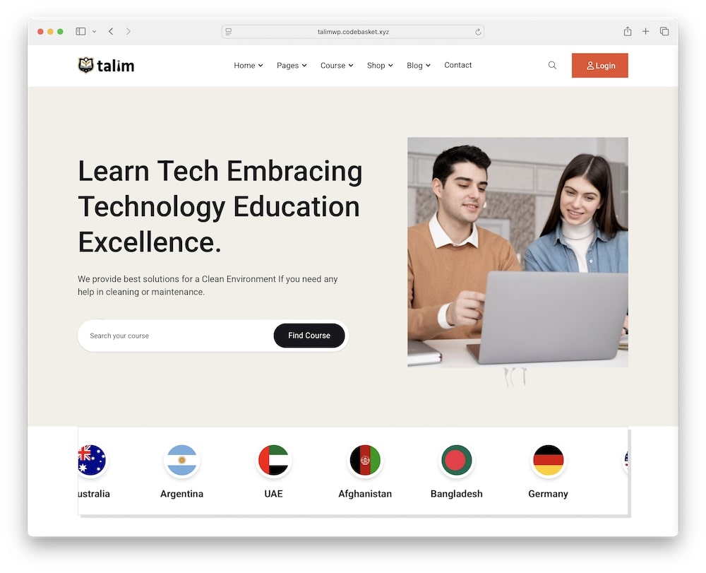 talim wordpress theme for school and education websites