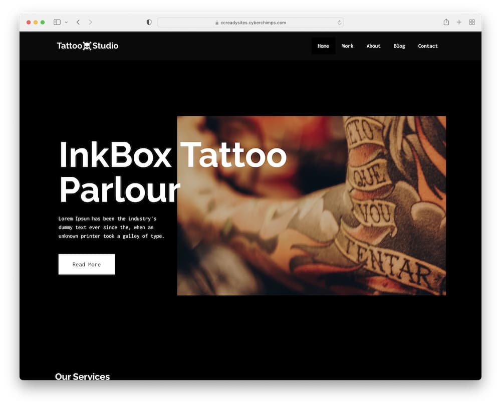 tattoo studio dark wp theme