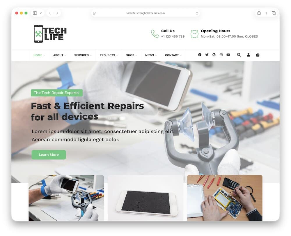techlife wordpress mobile repair theme