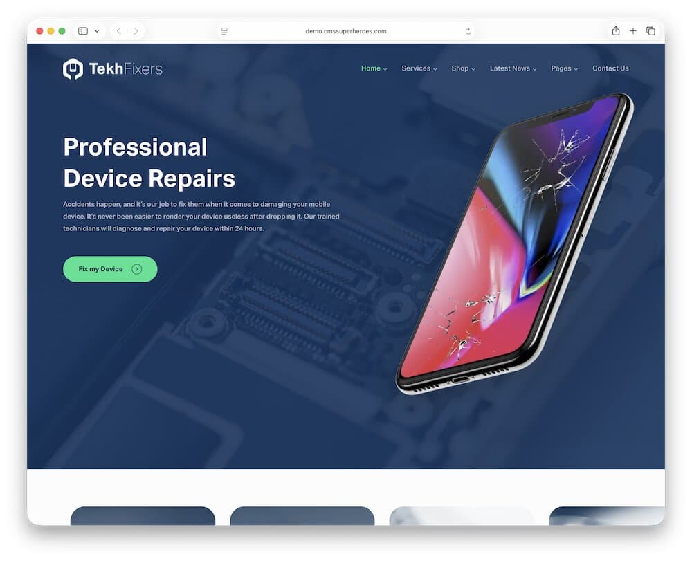 tekhfixers wordpress mobile repair theme