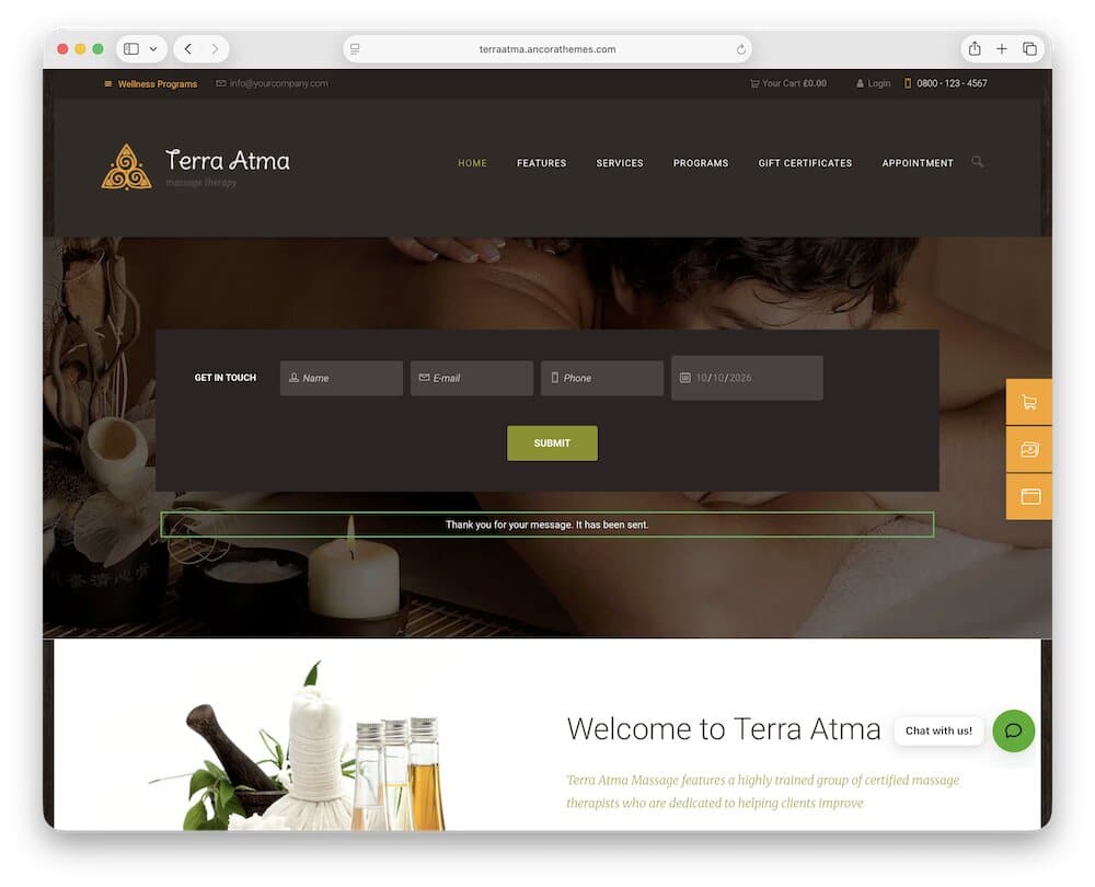 terra atma massage salon wordpress theme