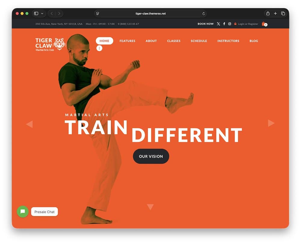 tiger claw karate wordpress theme