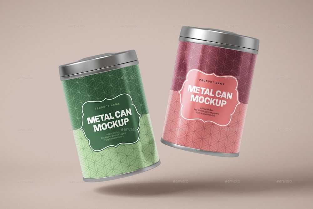 tin cylinder box mockup