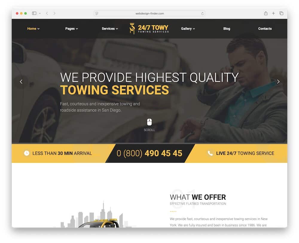 towy-emergency-auto-towing and roadside assistance wordpress theme