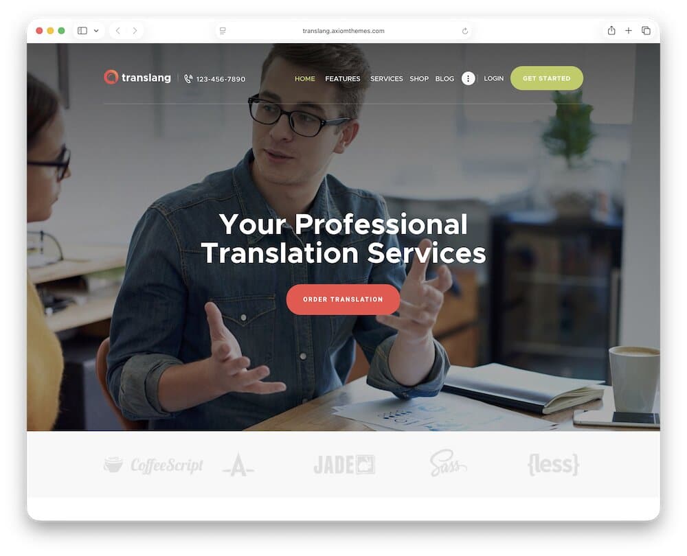 translang translation agency wordpress theme