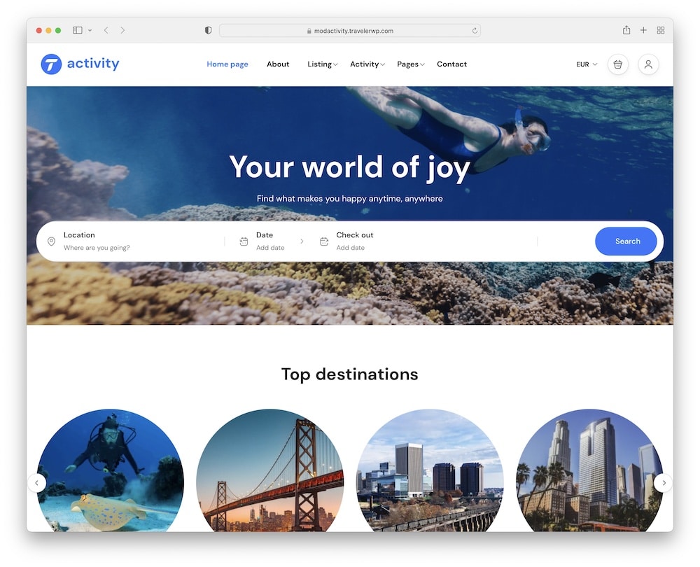 travel booking wordpress theme