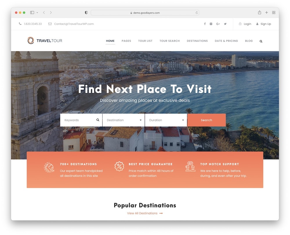 traveltour tour booking wordpress theme