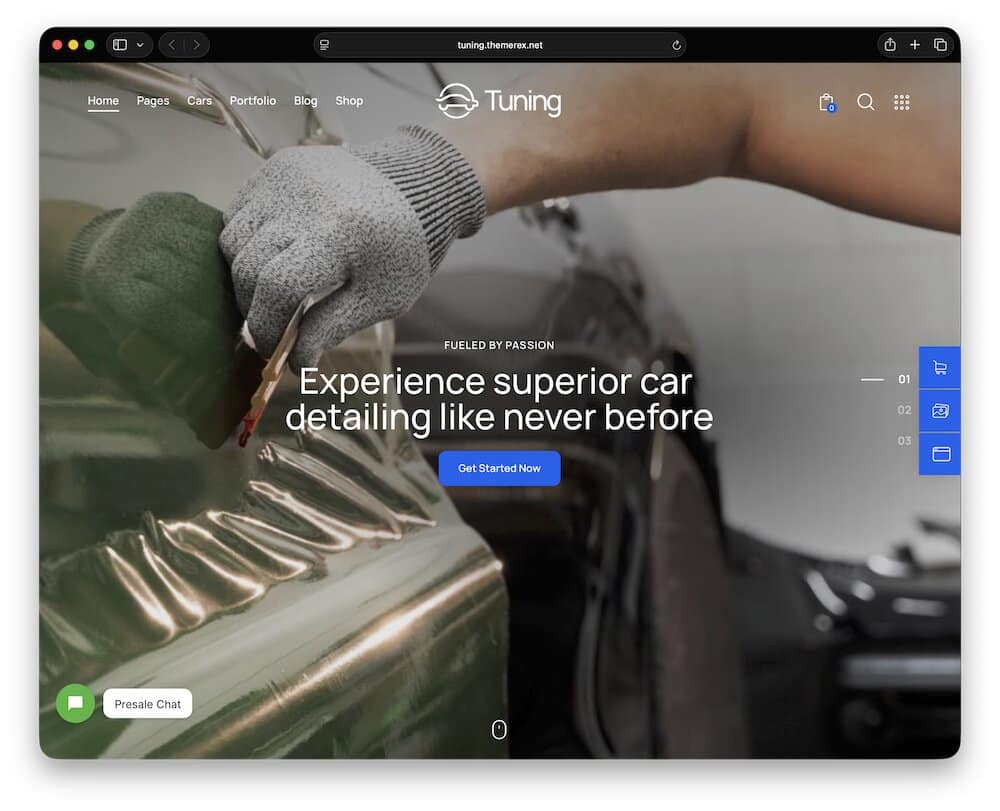 tuning car detailing wordpress theme