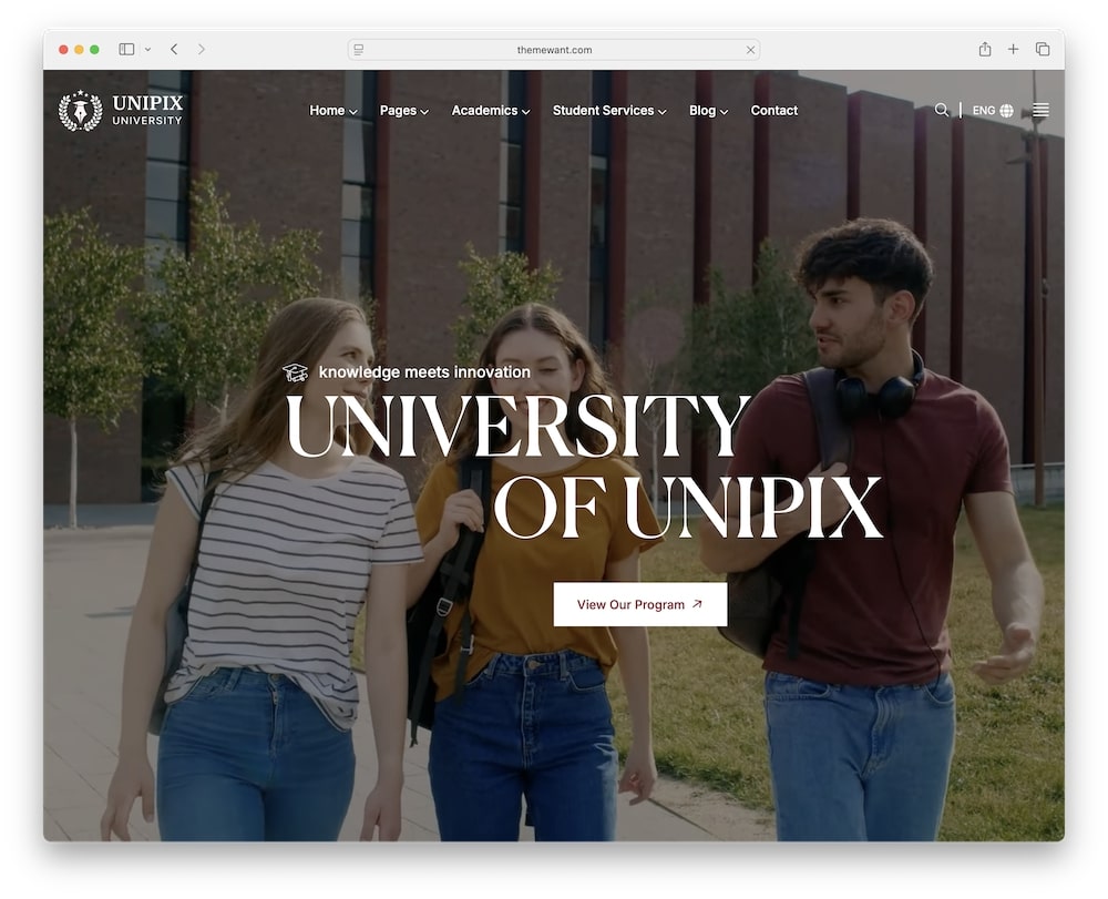 unipix wordpress theme homepage demo designs