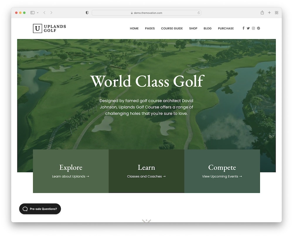 uplands wordpress golfing theme