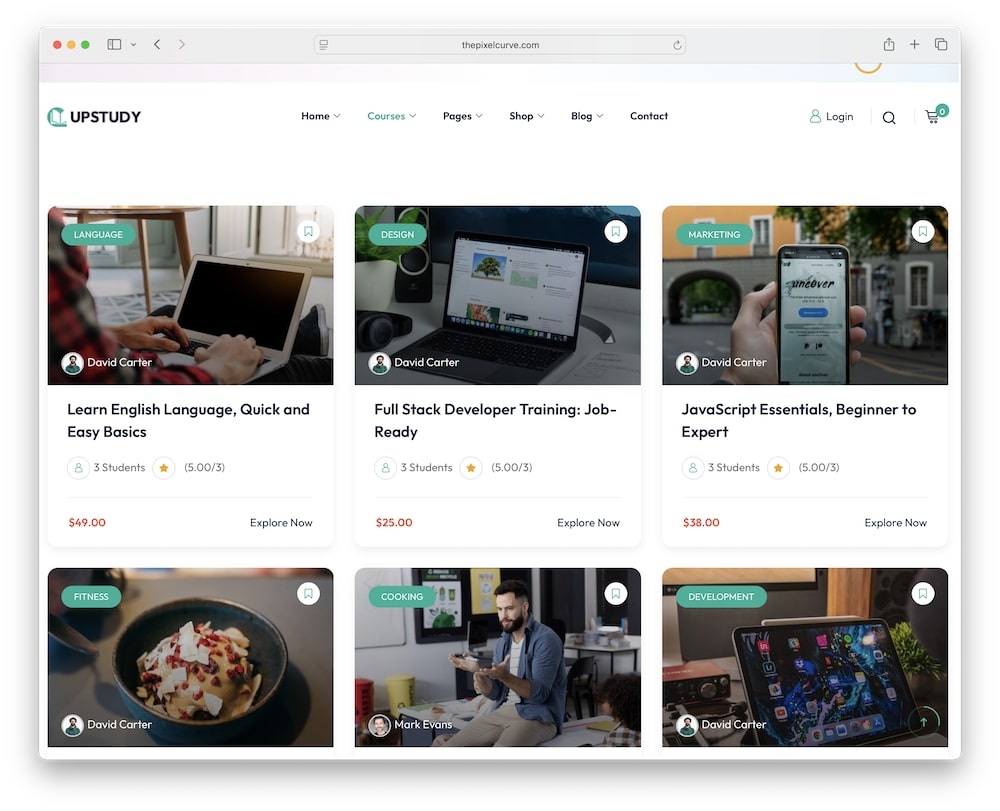 upstudy wordpress theme lms integration